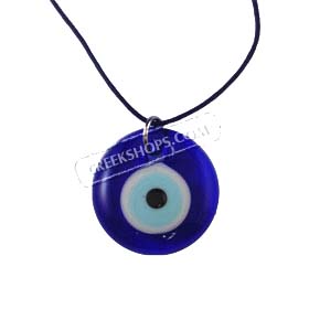 Glass Evil Eye Necklace with Leather 103319