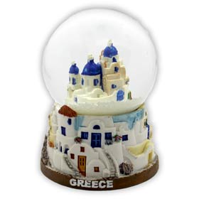 Greece - Greek Church in Santorini Snow Globe 10cm