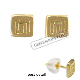 14k Gold Earrings - Greek Key Motif (5mm)