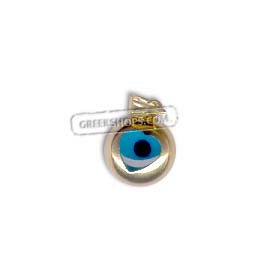 14k Gold Evil Eye Pendant - Circle with Heart (10mm)