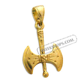 24k Gold Plated Sterling Silver Pendant - Double Minoan Axe (18mm)