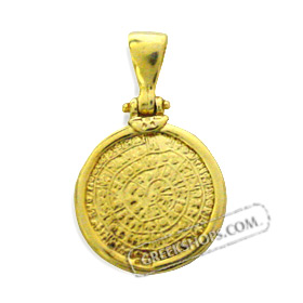 24k Gold Plated Sterling Silver Pendant - Phaistos Disc (19mm)