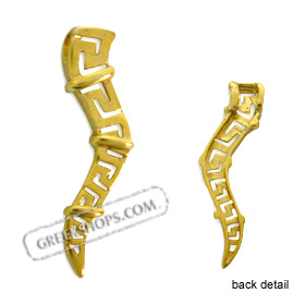 24k Gold Plated Sterling Silver Pendant - Lightning Bolt w/ Greek Key Motif (39mm)