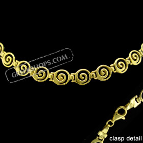 24k Gold Plated Sterling Silver Bracelet - Swirl Motif Links (8mm)