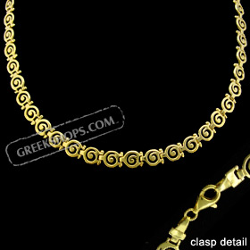 24k Gold Plated Sterling Silver Necklace - Swirl Motif Links (7mm)