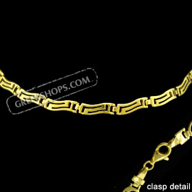 24k Gold Plated Sterling Silver Bracelet - Wavy Greek Key Motif (5mm)