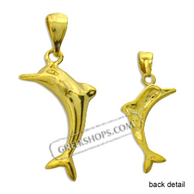 24k Gold Plated Sterling Silver Pendant - Minoan Dolphin (22mm)