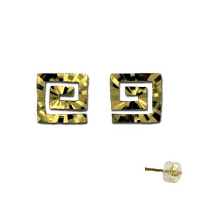 14k Gold Diamond Cut Greek Key post earrings 8mm