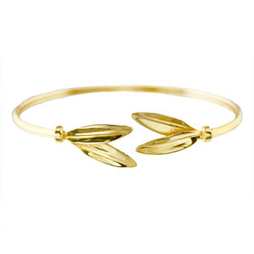 The Elaia Collection - 24k Gold Plated Sterling Silver Bracelet - Olive Leaf Pair
