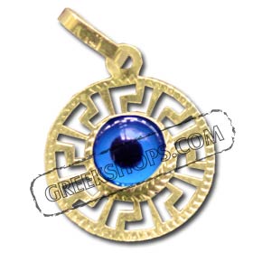 14K Gold Evil Eye Pendant Style 362 12mm