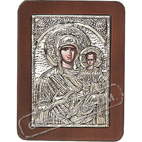 G0204 Orthodox Saint Silver Icon - Panayia ( Virgin Mary ) Odigitria 13x19cm