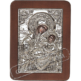 G0205 Orthodox Saint Silver Icon - Panayia ( Virgin Mary ) Megalochari 13x19cm