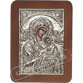 G0209 Orthodox Saint Silver Icon - Panayia ( Virgin Mary ) Amolinto Angels 13x19cm