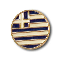 Greek Flag Sterling Silver Round Lapel Pin 14mm
