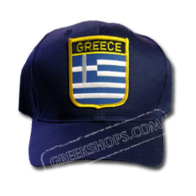 Greek Flag Golf Cap Embroidered Shield Navy Blue