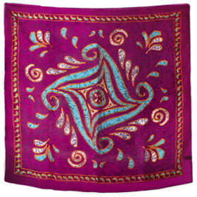 Authentic Greek Silk Shawl / Scarf w/ Tetraskelion Design