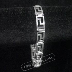 Men's Sterling Silver Bracelet - Large Square Greek Key Links (8mm)