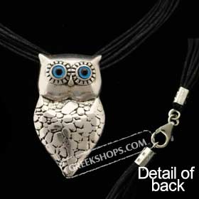 Greek Silver Owl w/ Cord Necklace