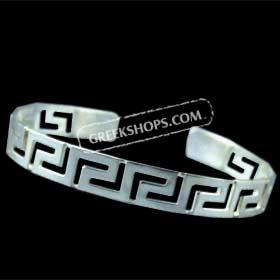 Sterling Silver Cuff Bracelet - Greek Key Motif (8mm)