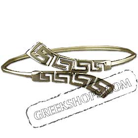 Sterling Silver Arm Bracelet - Double Greek Key Design ( 90mm )