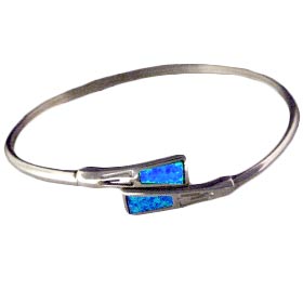 The Neptune Collection - Sterling Silver Cuff Bracelet - Small Opal Gem Stones