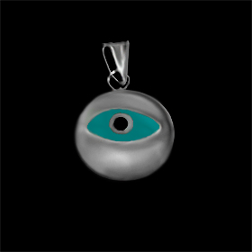 Greek Sterling Silver Mati Collection - Pendant w/ turquise glass and Evil Eye (12mm) 