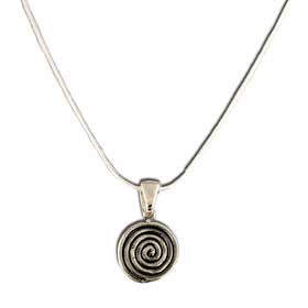 Minoan Spiral Sterling Silver Pendant w/ 16" snake chain