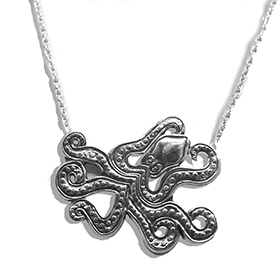 The Neptune Collection - Ancient Greek Octopus Sterling Silver Necklace 16"