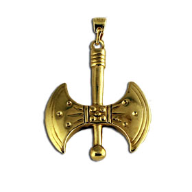 Gold Plated Sterling Silver Pendant - Minoan Double Axe (35mm)