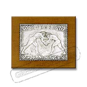 Greco-Roman Wrestling Silver Engraving Wall Decoration