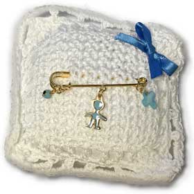 14k Gold Plated Newborn Baby Boy Safety Pin w/ charms