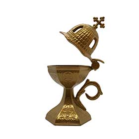 Traditional Greek Incense Burner "Church Dome", Gold Color