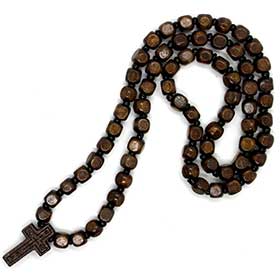 Greek Orthodox Wooden Bead Prayer Rope w/ cross, Greek Rosary style 110