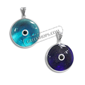 Sterling Silver - Evil Eye 2 Sided Pendant (25mm) 