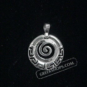 Sterling Silver Pendant - Greek Key Swirl (23mm)