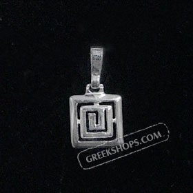 Sterling Silver Pendant - Greek Key Square (12mm)
