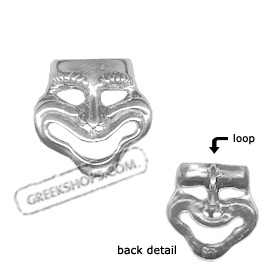 Sterling Silver Pendant - Classic Comedy Mask Medium (20mm)