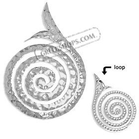 Sterling Silver Pendant - Hammered Swirl Motif with Tail (31mm)