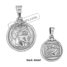 Sterling Silver Pendant - Ancient Tetradrachm Silver Coin Replica (27mm)