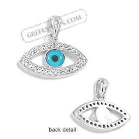 The Amphitrite Collection - Sterling Silver Pendant - Eye with Cubic Zirconia (25mm)