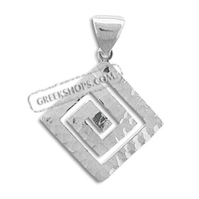 Sterling Silver Pendant - Greek Key with Hammered Detail (28mm)