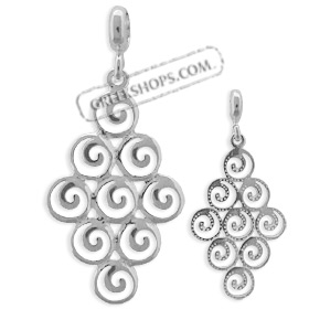 The Ariadne Collection - Sterling Silver Pendant - Cluster of Nine Swirl Motif (27mm)