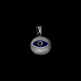 Greek Sterling Silver Mati Collection - Pendant w/ dark blue glass and Evil Eye (10mm) 