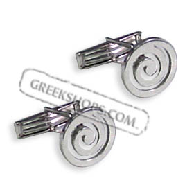 Sterling Silver Ancient Greek Swirl Motif Cufflinks (14mm)