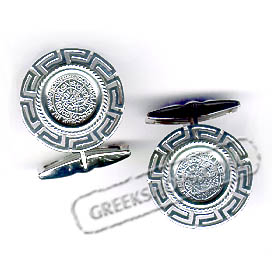 Sterling Silver Phaistos Disc Cufflinks with Greek Key (20mm)
