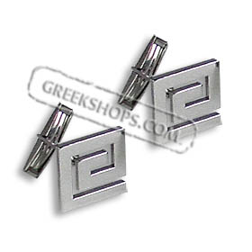 Sterling Silver Greek Key Cufflinks (17mm square)