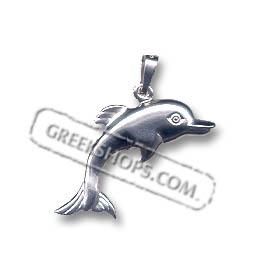 Sterling Silver Jumping Minoan Dolphin Pendant (35mm)