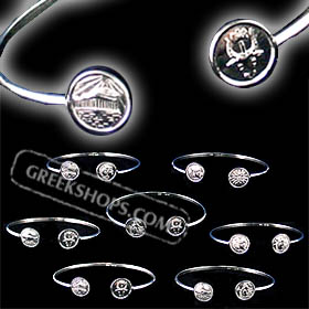 Silver Circular Duel 10mm Symbols Cuff Bracelet (6cm)