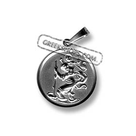 Platinum Plated Sterling Silver Pendant - Religious Icon- St. Christopher (22mm)
