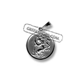 Platinum Plated - Sterling Silver Pendant - Religious Icon - St. Christopher (16mm)
